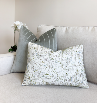 Sage Stripe Velvet Throw Pillow