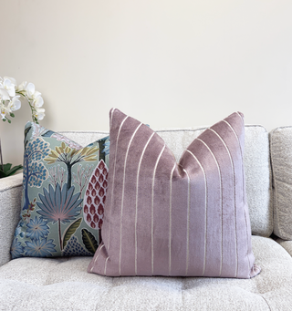 Mauve Stripe Velvet Throw Pillow