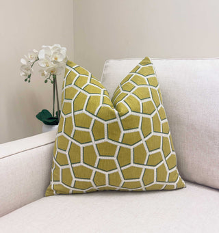 Chartreuse Trellis Embroidered Throw Pillow