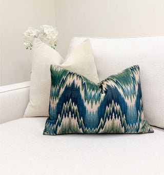 Tidal Ikat Velvet Throw Pillow
