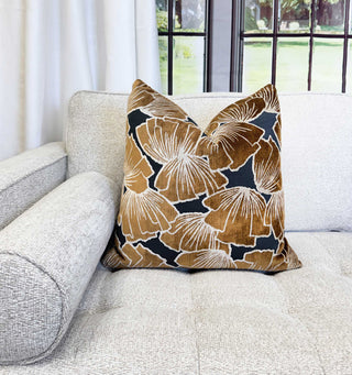 Cinnamon Petals Velvet Throw Pillow