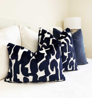 Midnight Glyph Velvet Throw Pillow