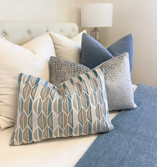 Coastal Geometric Velvet Throw Pillow