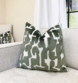 Forest Glyph Velvet Throw Pillow