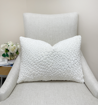 Snow White Croc Velvet Throw Pillow