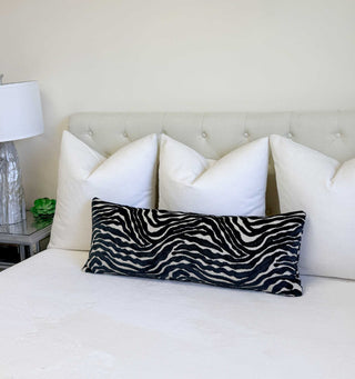 Black Zebra Velvet Throw Pillow