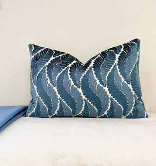Slate Botanical Velvet Throw Pillow