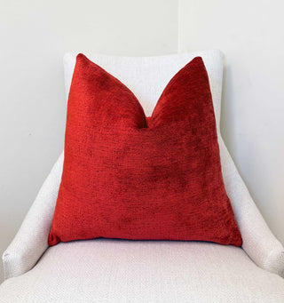 Scarlet Red Solid Chenille Throw Pillow