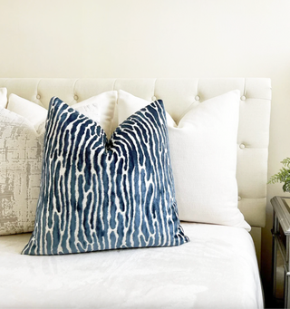 Mariner Blue Velvet Throw Pillow