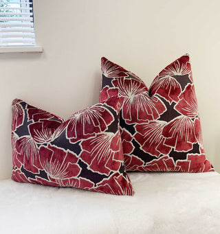 Cherry Petals Velvet Throw Pillow