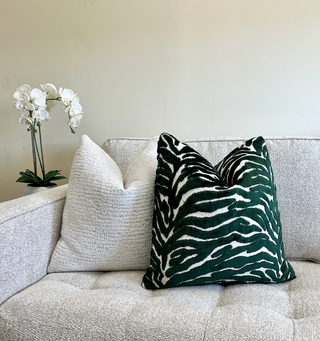 Deep Emerald Zebra Velvet Throw Pillow