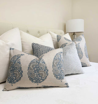 Steel Blue Paisley Throw Pillow