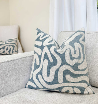 Dusty Blue Current Velvet Throw Pillow