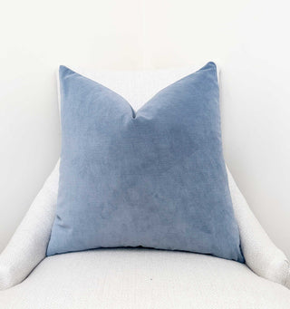 Steel Blue Velvet Throw Pillow