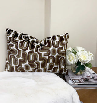 Walnut Groove Velvet Throw Pillow