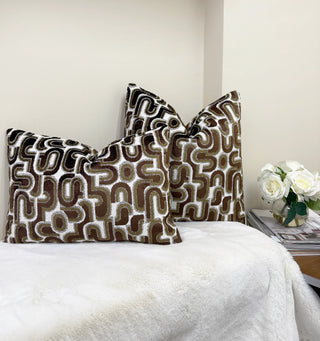 Walnut Groove Velvet Throw Pillow