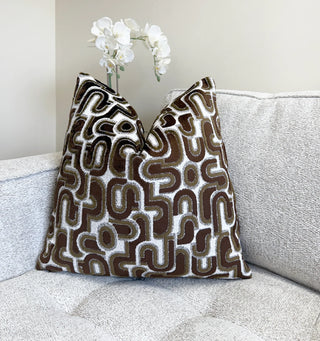 Walnut Groove Velvet Throw Pillow