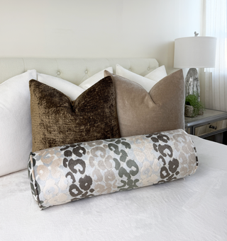 Leopard Stripe Velvet Bolster Pillow