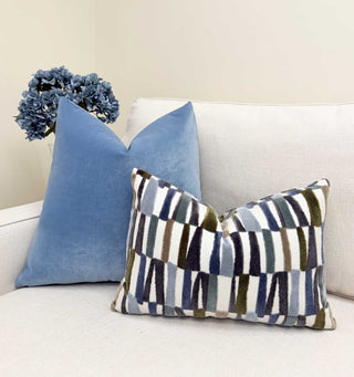 Harbor Stripe Velvet Throw Pillow