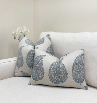 Steel Blue Paisley Throw Pillow