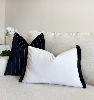 Black Stripe Velvet Throw Pillow