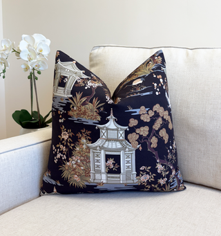 Black Pagoda Throw Pillow