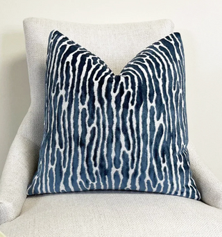 Mariner Blue Velvet Throw Pillow