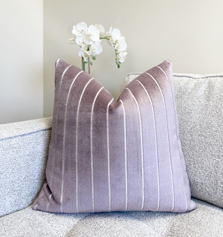 Mauve Stripe Velvet Throw Pillow
