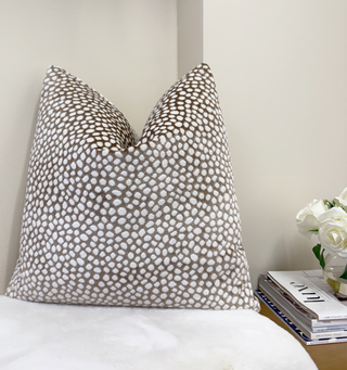 Tan and Cream Pebble Velvet Throw Pillow