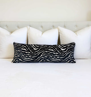 Black Zebra Velvet Throw Pillow
