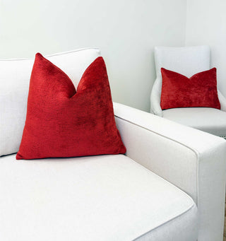 Scarlet Red Solid Chenille Throw Pillow
