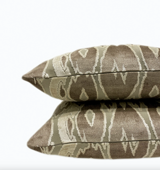 Taupe Tribal Velvet Throw Pillow