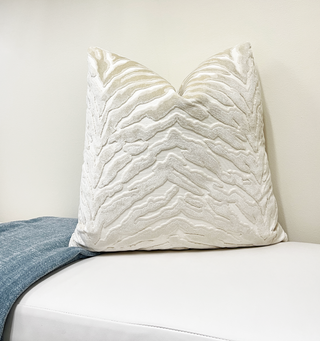 Alabaster Zebra Velvet Throw Pillow