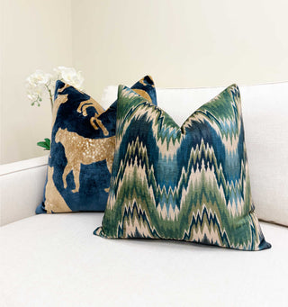 Tidal Ikat Velvet Throw Pillow