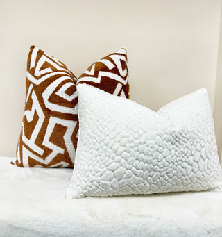 Rust Graphic Velvet Throw Pillow