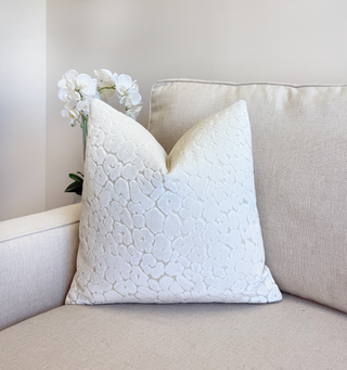 Off White Leopard Velvet Throw Pillow
