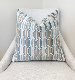 Coastal Geometric Velvet Throw Pillow