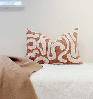Terracotta Current Velvet Throw Pillow