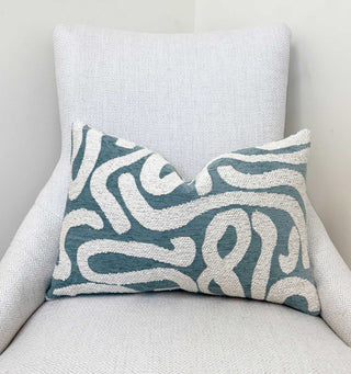 Dusty Blue Current Velvet Throw Pillow
