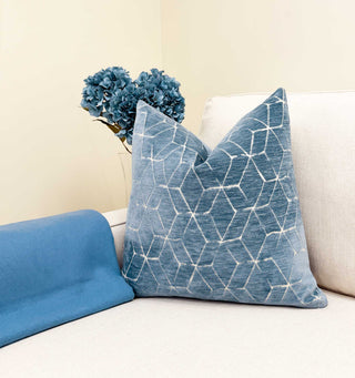 Blue Opal Velvet Throw Pillow