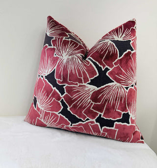 Cherry Petals Velvet Throw Pillow