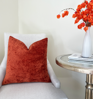 Burnt Orange Chenille Throw Pillow