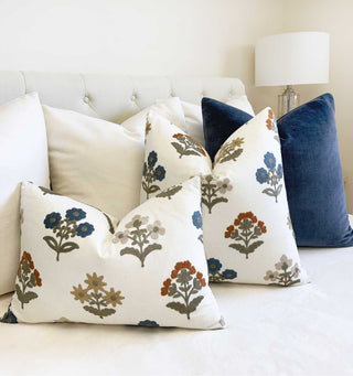Sienna Embroidered Block Print Throw Pillow