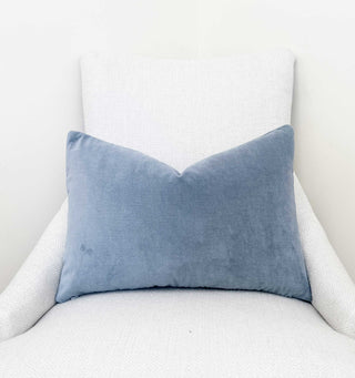 Steel Blue Velvet Throw Pillow