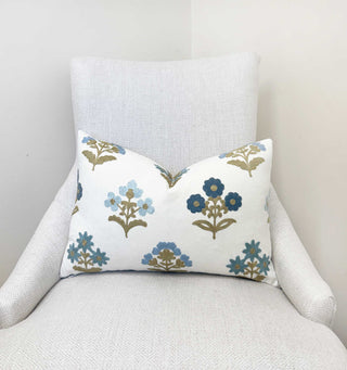 Ocean Embroidered Block Print Throw Pillow