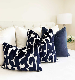 Midnight Glyph Velvet Throw Pillow