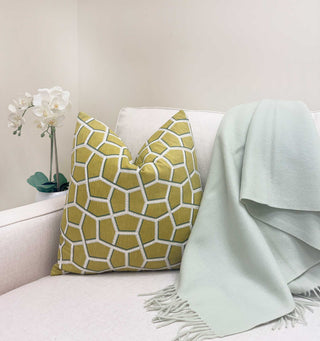 Chartreuse Trellis Embroidered Throw Pillow