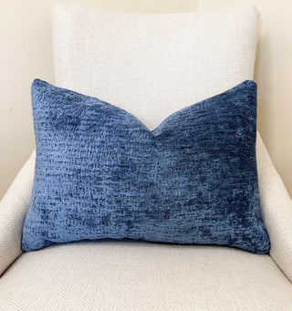 Azure Blue Chenille Throw Pillow