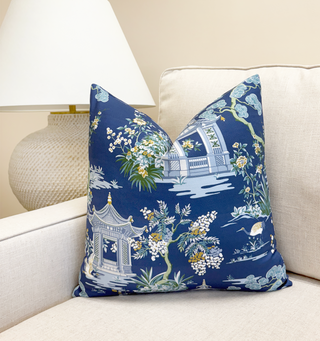 Electric Blue Pagoda Throw Pillow
