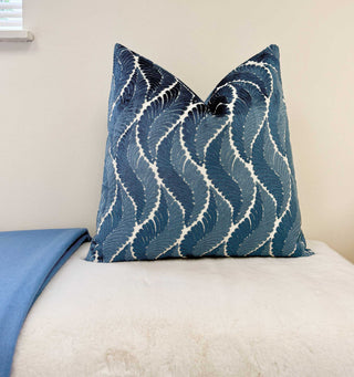 Slate Botanical Velvet Throw Pillow